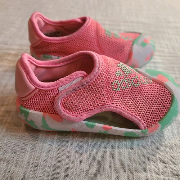 Adidas Water Sneakers Toddler 5K Pink Aqua Teal Water Sport Outdoor Sandals Mesh - Picture 6 of 9